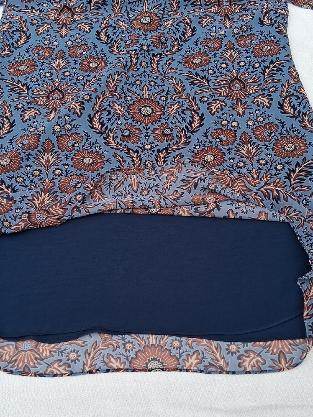 CAbi Blue and Brown Floral Tunic Top - Picture 12 of 16
